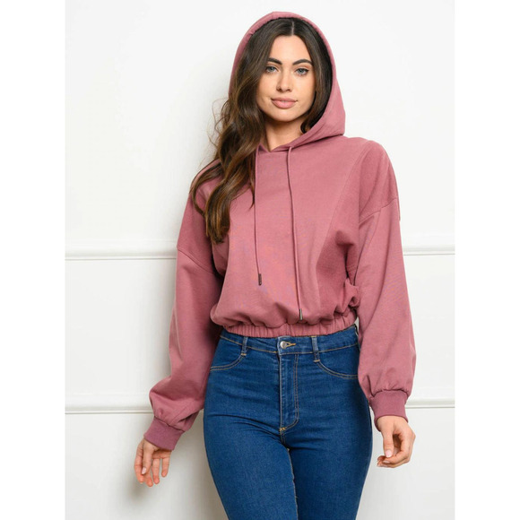 Boutique Tops - Rouge Pink French Terry Hoodie